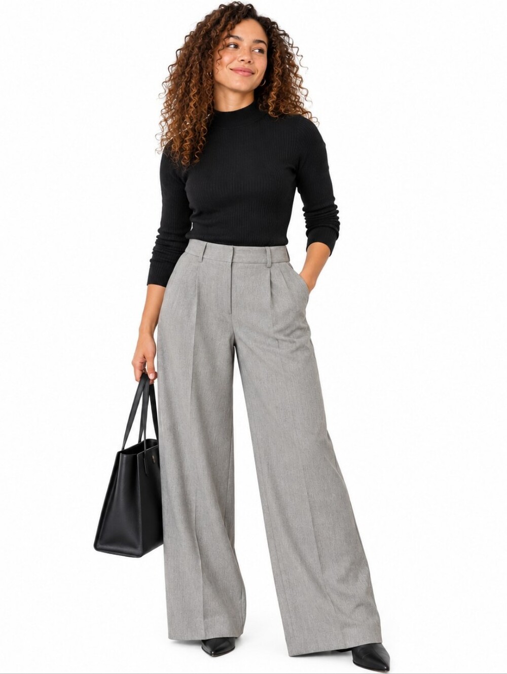 Worthington NWT Wide Leg Trousers Size 12 Gray High Rise Tailored Work Pants